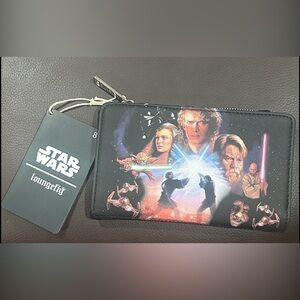 Loungefly X Star Wars Trilogy Wallet w/ Two Flaps. Snap. Zipper compartment NWT.